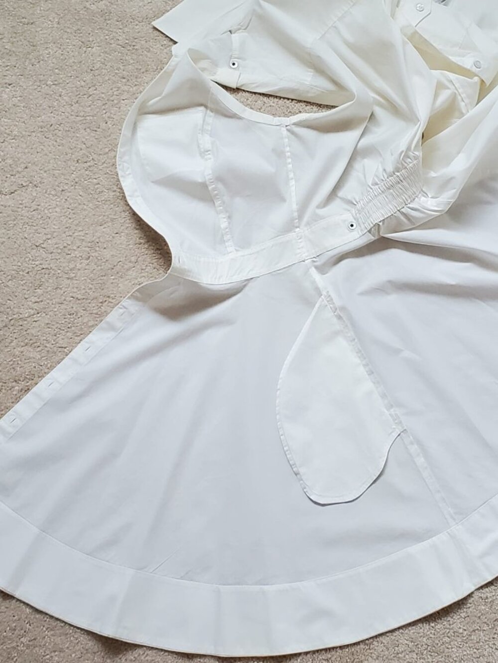 Armani Exchange White Cotton Fit & Flare Shirt Dress, 6 - Picture 4 of 14
